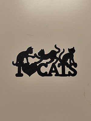 Панно настенное I Love Cats силуэт кошек 2