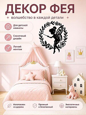 Настенный декор Фея Динь-Динь в цветочном круге 1