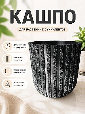 Кашпо текстурированное ребристое для растений 1