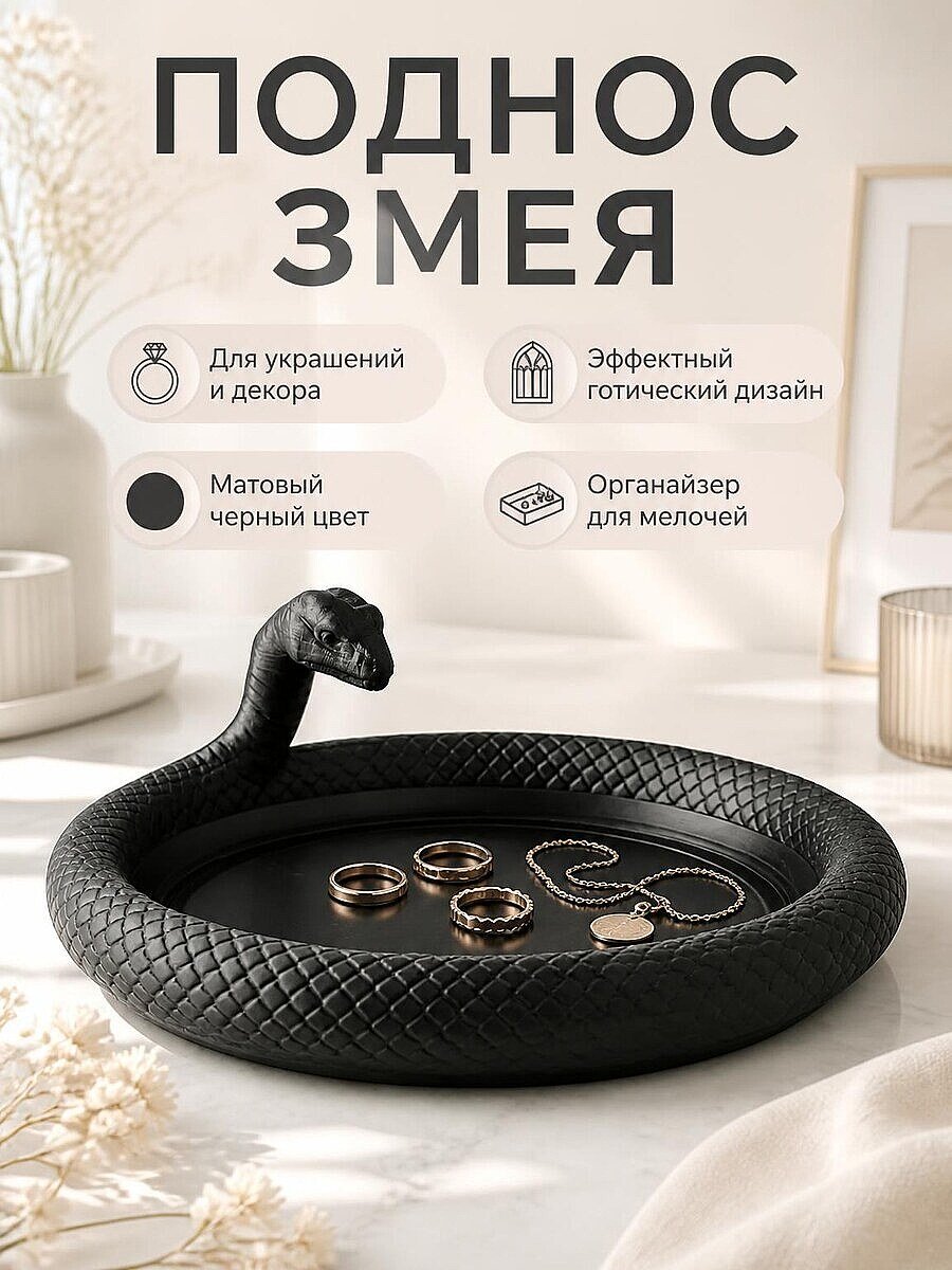 Декоративный поднос Змея для украшений и декора