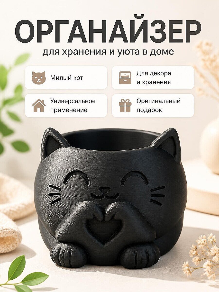 Кашпо / органайзер Черный кот