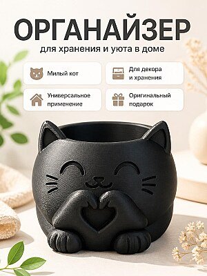 Кашпо / органайзер Черный кот 1