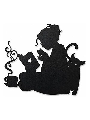 Декор настенный Девушка с книгой, чаем и котами 5
