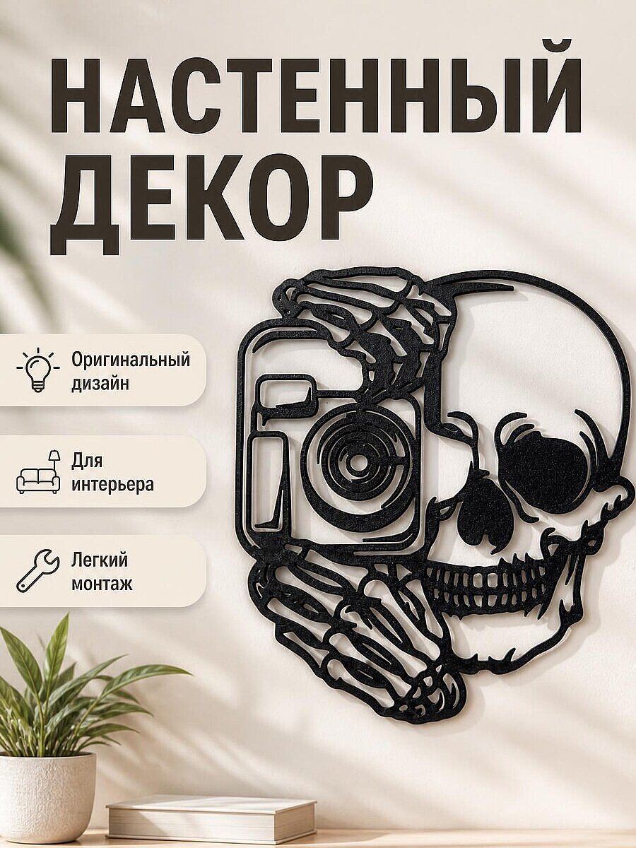 Настенный декор Череп с фотоаппаратом