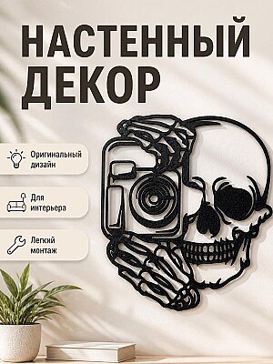 Настенный декор Череп с фотоаппаратом 1