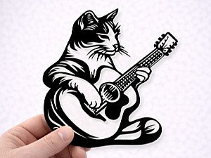Настенный декор Кот с гитарой 2