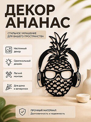 Настенный декор Ананас в наушниках 1