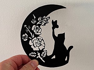 Декор настенный Кот на луне с бабочкой 3