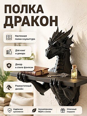 Настенная полка Дракон Хранитель Гримуара 1