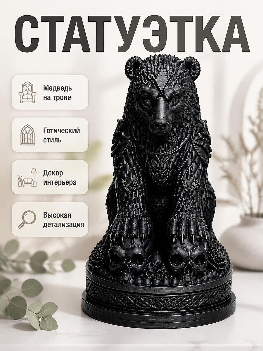 Статуэтка Necro Bear на Троне из черепов