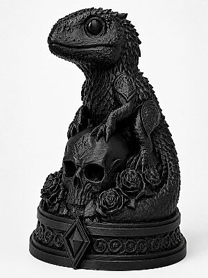 Статуэтка Necro Gecko Череп и розы 2