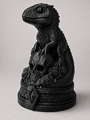 Статуэтка Necro Gecko Череп и розы 3
