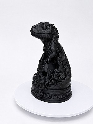 Статуэтка Necro Gecko Череп и розы 5