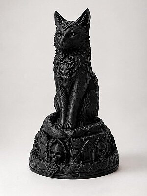 Статуэтка Necro Cat на подставке-черепе 3