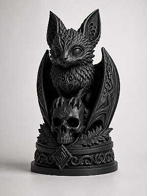 Статуэтка Necro Bat – Летучая мышь на черепе 3