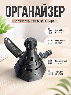 Вращающийся органайзер для SD и USB накопителей 1
