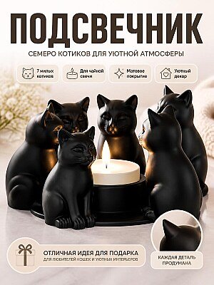 Подсвечник для чайной свечи Котики 1