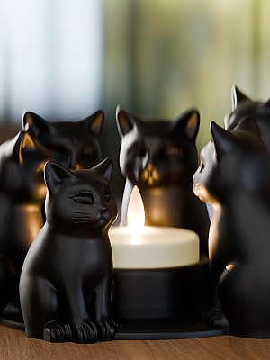 Подсвечник для чайной свечи Котики 2