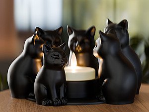 Подсвечник для чайной свечи Котики 3