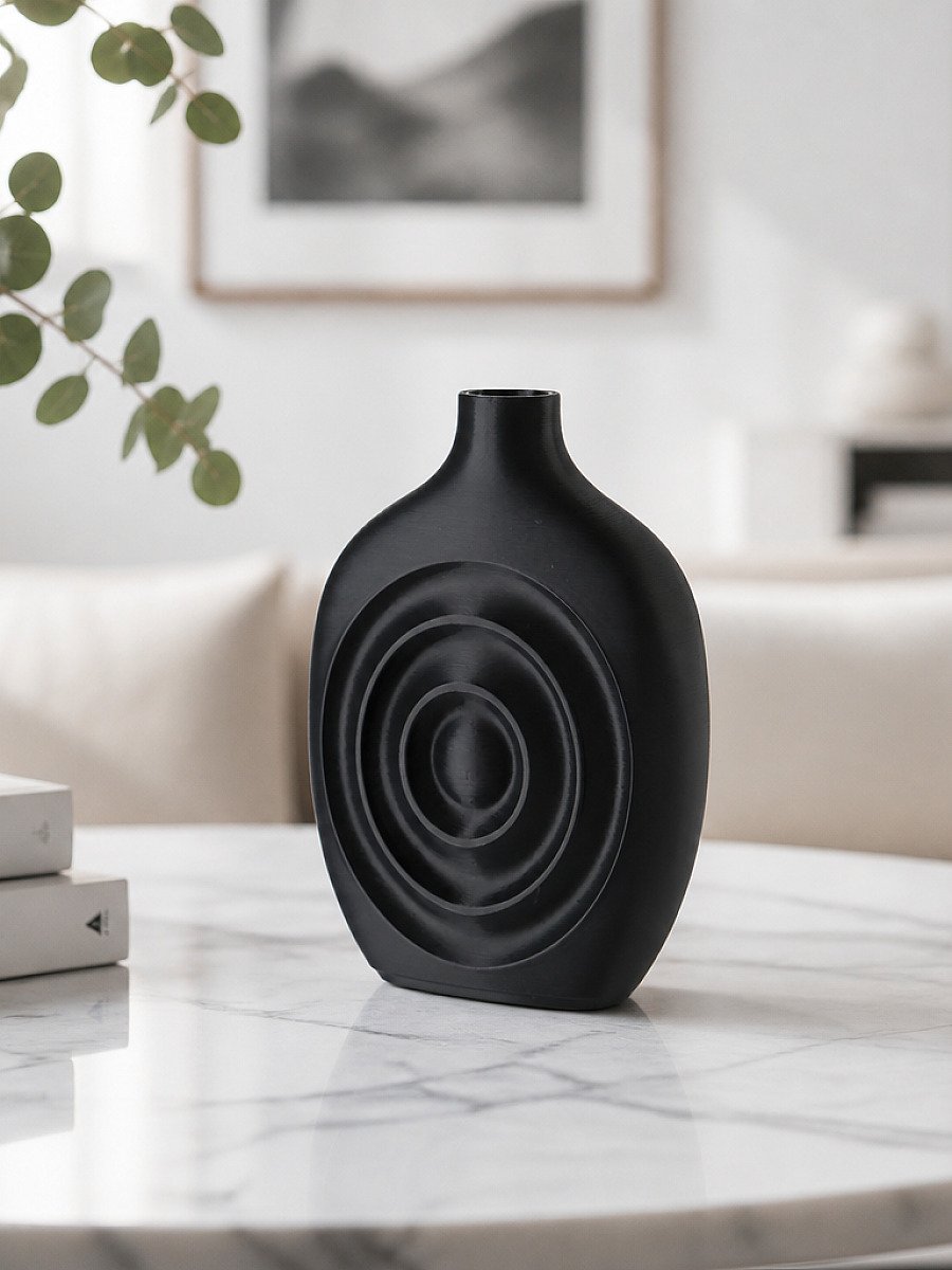Ваза Orbit Echo с рельефным узором, черная