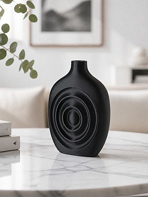 Ваза Orbit Echo с рельефным узором, черная 1
