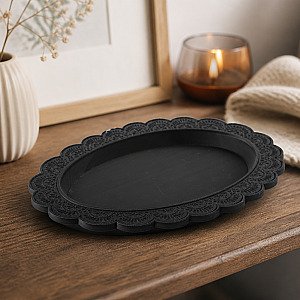 Декоративный поднос Black Lace, овальный, черный 1