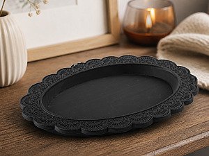 Декоративный поднос Black Lace, овальный, черный 2