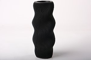 Ваза Wavy Ribbed, черная, современный декор 4