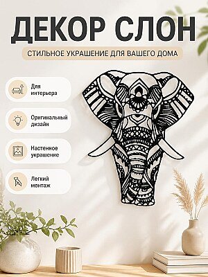 Декор "Голова слона" для интерьера 1