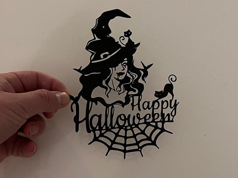 Декор на Хэллоуин "Ведьма и надпись Happy Halloween"