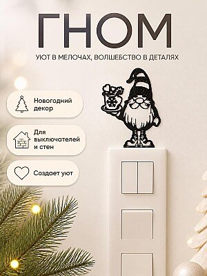 Новогодний декор Гном с чашкой 1