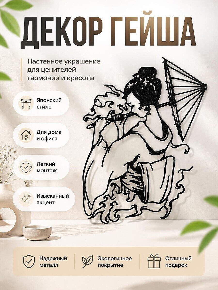 Декор настенный Гейша с зонтом