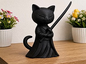Фигурка Кошка-самурай с катаной 2