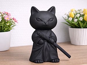 Фигурка Мини Кот-самурай с катаной 2