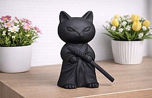 Фигурка Мини Кот-самурай с катаной 3