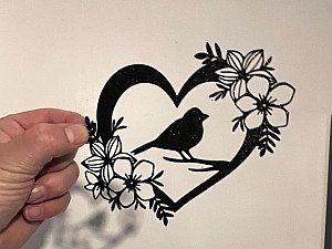 Настенный декор Птица в сердце с цветами 1