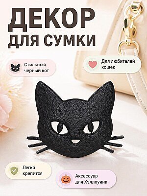 Декор для сумки Черный кот 1