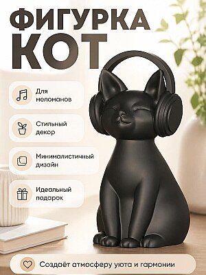 Скульптура Кот в наушниках Groove Cat 1
