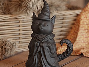 Фигурка Черный кот-ведьма, декор для дома 3