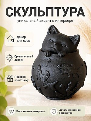Скульптура Кошка в аквариуме, декор для дома 1