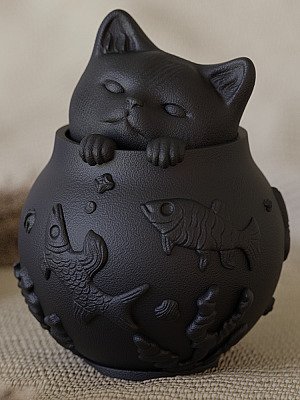 Скульптура Кошка в аквариуме, декор для дома 2
