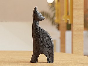 Статуэтка кота минималистичная, текстура под дерево 3