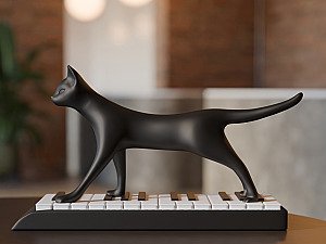 Фигурка Кошка на пианино, декор для дома 3