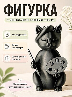 Фигурка Кот-художник с палитрой и кистью 1