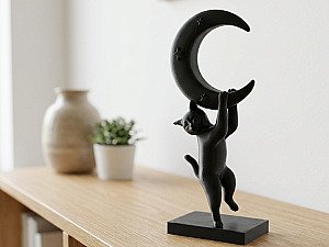 Скульптура Кот с полумесяцем, декор для дома 3