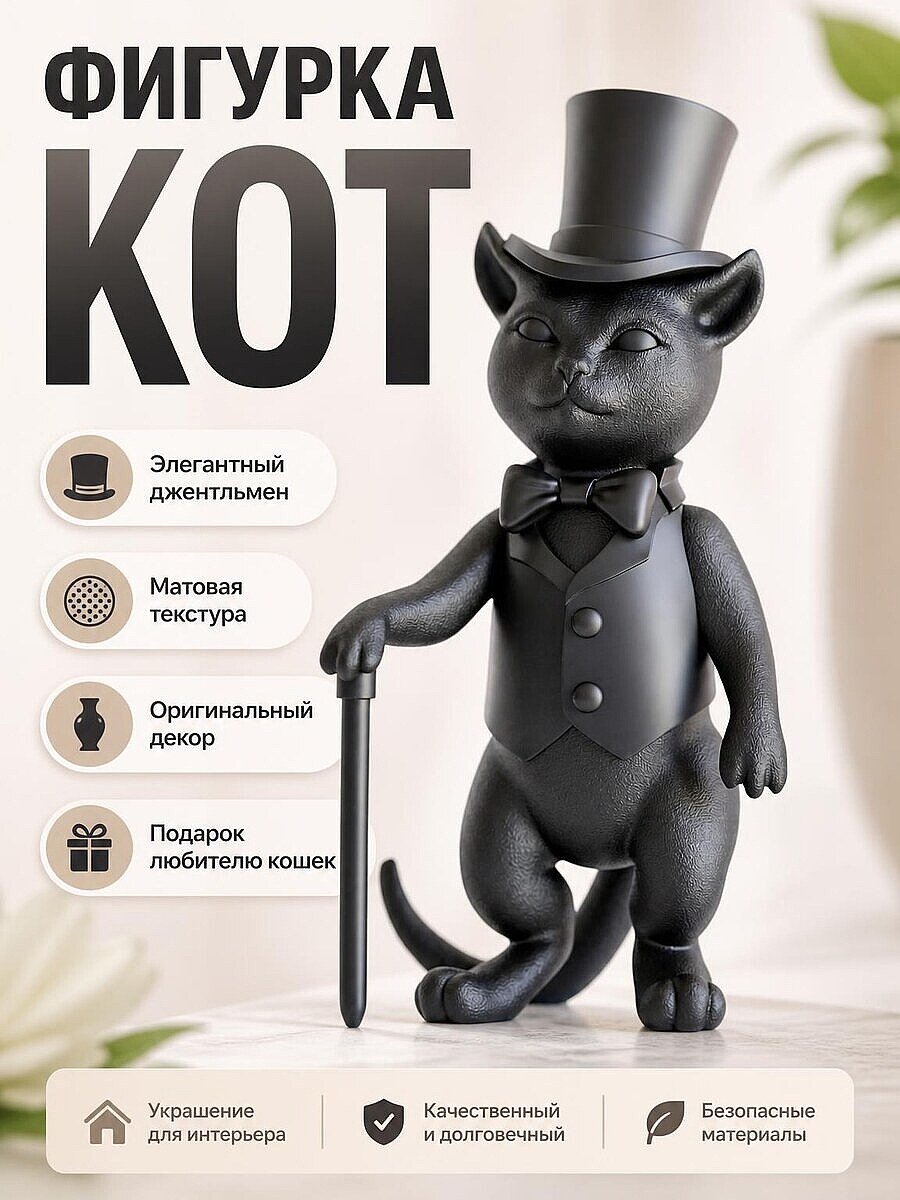 Фигурка Кот Джентльмен в цилиндре