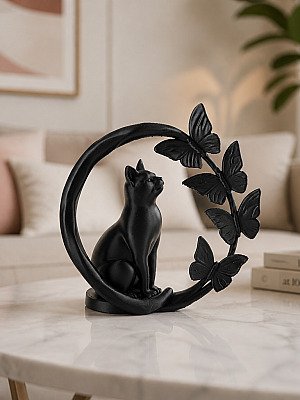Скульптура Кот с бабочками, декор для дома 2