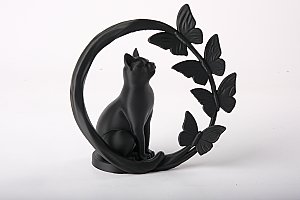 Скульптура Кот с бабочками, декор для дома 4