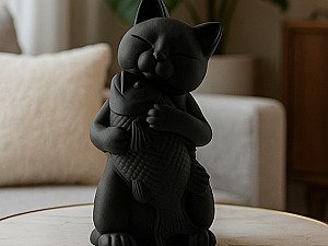 Фигурка Кот с рыбой, коллекционная 3