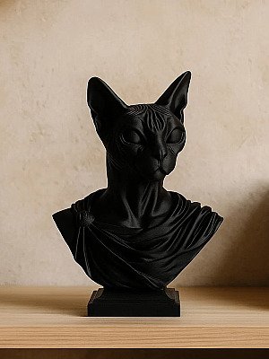 Бюст кота Сфинкса в греческом стиле, черный 2